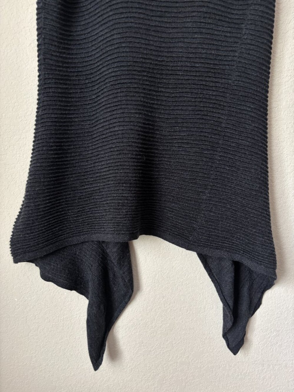 Eileen Fisher Merino Wool Ribbed Ruffle Waterfall Front Knit Vest - Picture 11 of 12